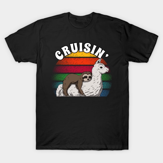 Sloth Sleeping On Llama Cruisin’ T-Shirt by RockReflections